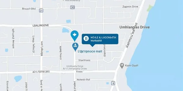 Map showing Locksmith Umhlanga workshop location at Lighthouse Mall, Chartwell Drive, Umhlanga Rocks
